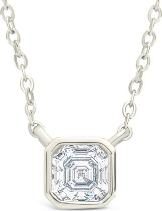 Sterling Forever Sterling Silver Asscher Bezel Set Pendant