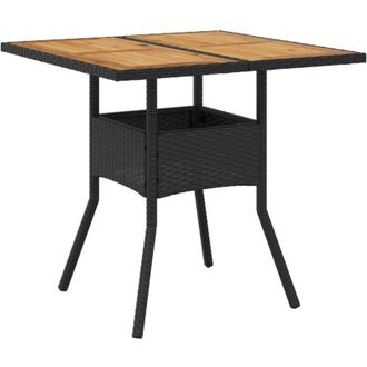vidaXL Vidaxl - Mesa De Jard&iacute;n Superficie De Madera Rat&aacute;n Pe Negro 80x80x75 Cm