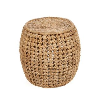 Bazar Bizar Taburete de hoja de pl&aacute;tano y hierro marr&oacute;n 48x48x45cm