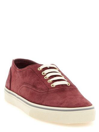 Brunello Cucinelli Suede-Effect Calfskin Sneaker - Burgundy