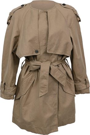 Isabel Marant Belted Trench Coat in Beige Cotton