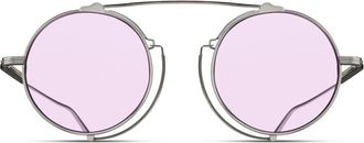 Matsuda M3154 Ronde Zonnebril - unisex - Zonnebrillen - Grijs - 46 MM - Leer - Accessoires