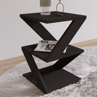Dmora Mesa De Centro Serino, 2 Compartimentos, Rectangular, Tablero De Madera Chapada, 30x30x54h Cm Negro