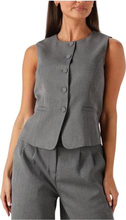 Envii Jassen, Dames, Grijs, M, Grijze Gilet voor Moeiteloze Stijl