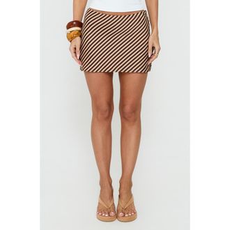 Princess Polly Eliena Striped Miniskirt in Beige Multi at Nordstrom, Size 10