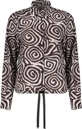 Herno Shirt met Jacquardpatroon - Dames - Overhemden - Bruin - M - Polyester - Overhemden