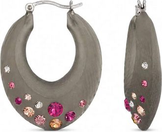 Gold & Honey Womens Small Marquise Confetti Hoop Earrings In Grey