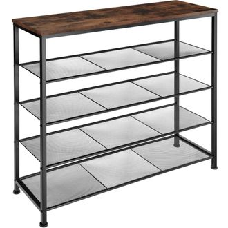 TecTake Zapatero estilo industrial y 4 estantes 100x30,5x93 cm madera oscura