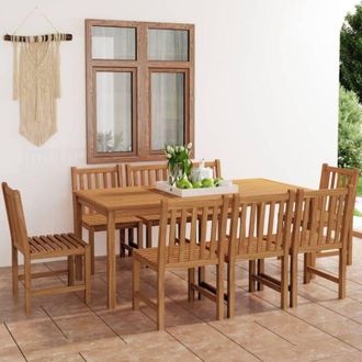 vidaXL Conjunto De Comedor De Jard&iacute;n De 9 Piezas, 180 X 90 Cm, Madera Maciza De Teca Vidaxl