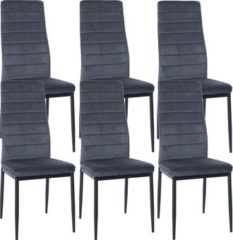 Clp Clp - Set De 6 Sillas De Comedor Mayfair Gris Claro Terciopelo