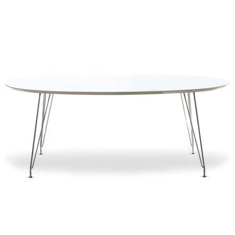 Andersen Furniture DK10 Ausziehtisch oval, verchromt / weiss
