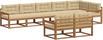 vidaXL Conjunto De Sof&aacute;s De Exterior 8 Uds. Natural Y Beige Vidaxl