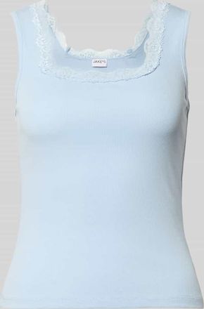 Jake*s Casual Regular Fit Top mit Spitzenbesatz in Hellblau, Gr&ouml;&szlig;e XXL