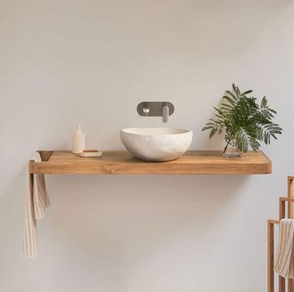 Sklum Conjunto De Mueble De Ba&ntilde;o 130x45 Cm Suspendido En Madera De Teca Neill Sklum