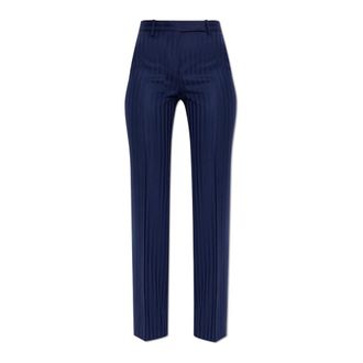 Tom Ford Straight Trousers, female, Blue, Size: 2XS Tonal Stripe Virgin Wool Tailored Straight Pants