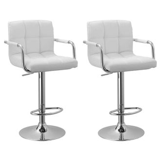 Happy Garden Lote De 2 Taburetes De Bar Blancos Con Reposabrazos Mike