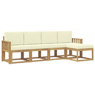 vidaXL Conjunto De Sof&aacute;s De Exterior Con Coj&iacute;n 5 Pcs Blanco Y Crema Vidaxl