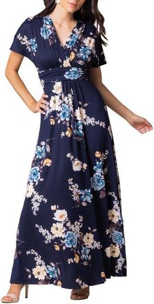 Kiyonna Vienna V-Neck Maxi Dress in Navy Floral Print at Nordstrom, Size X-Large