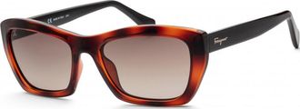 Ferragamo Womens SF958S-214 SF958S 55 214 Fashion Sunglasses - Brown - One Size