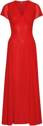 Rotate Maxi V-Neck Jurk - Dames - Avondkleed - Rood - 2XL - Polyester - Kleedjes