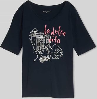 Tom Tailor Regular Fit T-Shirt aus Baumwoll-Mix mit Motiv-Print in Marine, Gr&ouml;&szlig;e XXXL