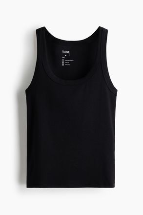H&M Geripptes Cooling Tanktop in Slim Fit - Schwarz