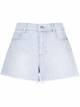 Stella McCartney Stella Logo denim shorts - women - Cotton/Elastane - 29 - Blue