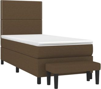 vidaXL Vidaxl - Cama Box Spring Con Colch&oacute;n Tela Marr&oacute;n Oscuro 80x200 Cm