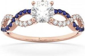 Allurez Infinity Diamond & Blue Sapphire Engagement Ring 18k Rose Gold 0.21ct