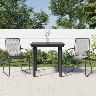vidaXL Juego De Comedor De Jard&iacute;n 3 Piezas Rat&aacute;n Pvc Negro Vidaxl
