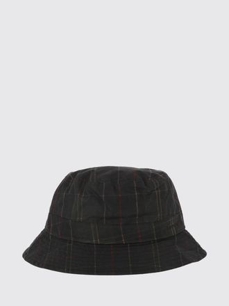 Barbour Cappello da pescatore in cotone cerato con fantasia tartan e logo ricamato