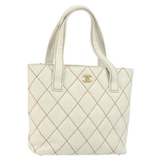 Chanel Pre-owned Tote Bags, female, White, Size: ONE SIZE Pre-owned Vintage Leather Tote Bag