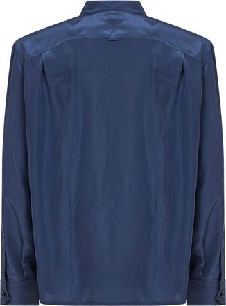 Saint Laurent Mens Shirt Blue Viscose-Silk