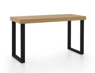 HOGAR 24 Escritorio de madera maciza natural, color encerado y negro