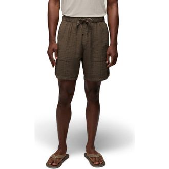 Prana Hideaways Organic Cotton Drawstring Shorts in Mud at Nordstrom, Size X-Large