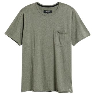Rag & Bone Mens Melange Miles Pocket Tee, Heather Army