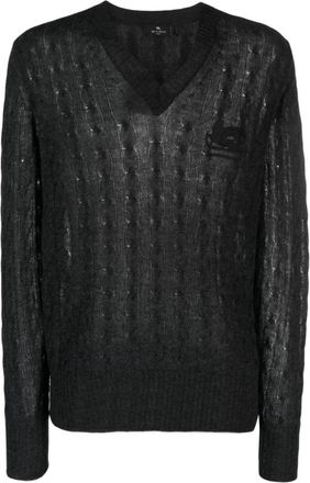 Etro Kabel Gebreide Kasjmieren Trui - Heren - Cashmere truien - Zwart - L - Kasjmier - Truien & Vesten