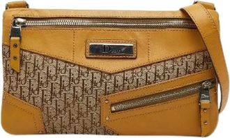Dior Pre-owned Cross Body Bags, female, Beige, Size: ONE SIZE Pre-owned Trotter Canvas Leather Shoulder Bag