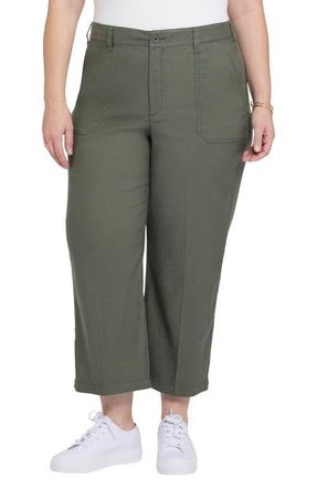 NYDJ Utility Wide Leg Capri Linen Blend Pants in Desert Green at Nordstrom, Size 22W