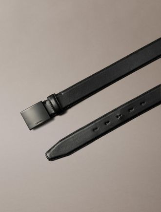 Calvin Klein Lederg&uuml;rtel CALVIN KLEIN TITLECASE PLAQUE BUCKLE 32MM, Herren, Gr. 11,5, schwarz (schwarz, schwarz), Rindsleder, unifarben, G&uuml;rtel Lederg&uuml;rtel, Gr&ouml;sse