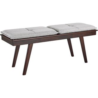 Beliani Banco Madera Oscura Gris Claro 116 Cm Mdf Cojines Poli&eacute;ster Recibidor Exton
