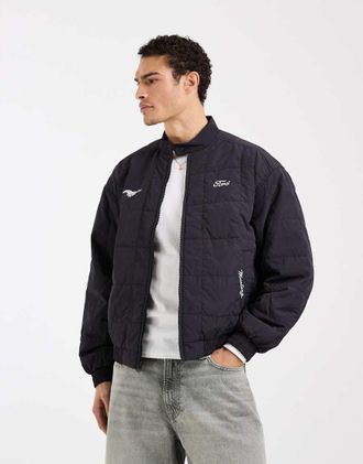 Hollister Giacca bomber in nylon nera con grafica Ford-Nero