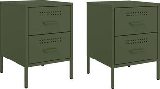 vidaXL Bedside Cabinets 2 pcs Olive Green 36x39x50.5 cm Steel vidaXL