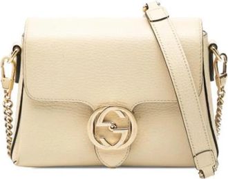 Gucci Pre-owned Dollar Interlocking G Crossbody Bag - Dames - Vintage Schoudertas - Beige - ONE Size - Leer - Vintage
