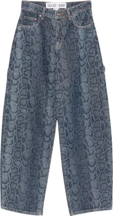Liu Jo Wijde jeans met maxi-logo - Dames - Loose Fit Jeans - Blauw - W28 - Katoen - Jeans