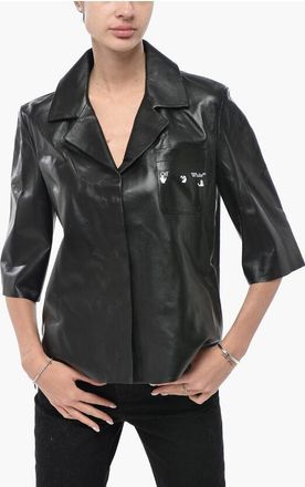 Off-white LEATHER Leather Bowling Shirt with Snap Buttons size 40