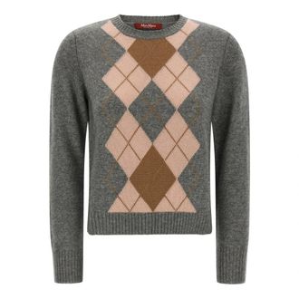 Max Mara Faraone Trui - Dames - Ronde hals truien - Grijs - M - Wol - Truien & Vesten