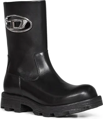 Diesel Womens Biker Boots D-Hammer Black Wool