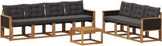 vidaXL Conjunto De Sof&aacute;s De Exterior 8 Uds. Natural Y Negro Vidaxl