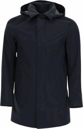 Herno Mens Removable Hood Raincoat In Black